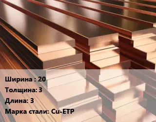 Полоса шина медная 20х3 L=3 Марка: Cu-ETP